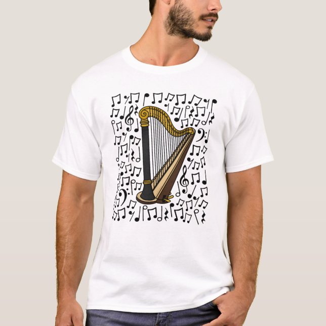 Camiseta Harp Musical Notes Harpist String Music Professora (Frente)