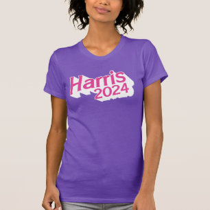 Camiseta Harris 2024 rosa e roxo colorido