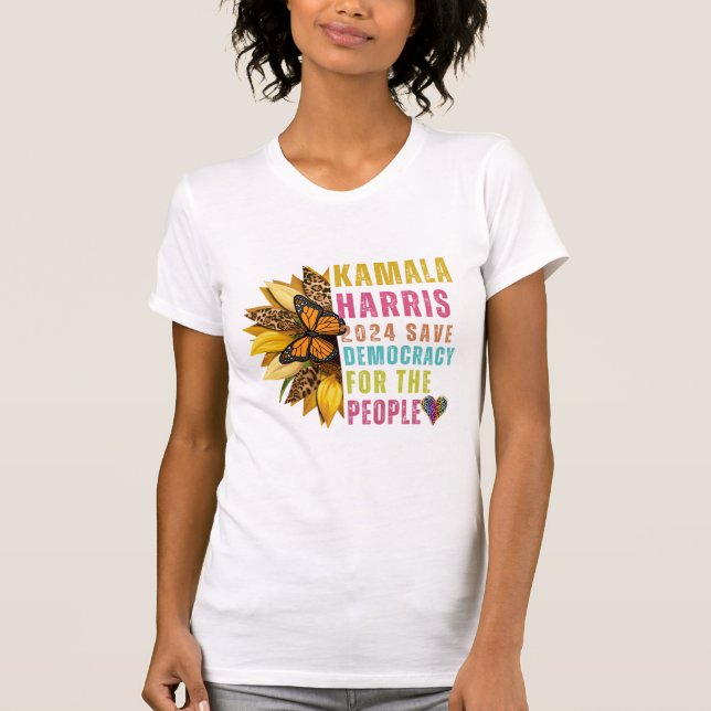 Camiseta Harris 2024 Save Democracy Colorful (Frente)