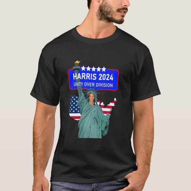 Camiseta HARRIS 2024, UNIDADE SOBRE A estátua da liberdade  (Frente)