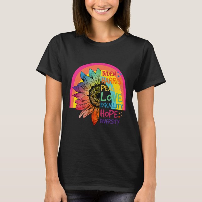 Camiseta Harris Peace Love Igualdade Esperam Diversidade 1 (Frente)