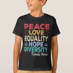 Camiseta Harris Peace Love Igualdade Esperam Retro da Diver