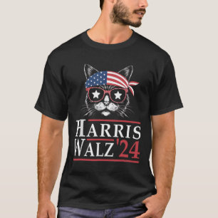Camiseta Harris W 2024 Engraçado Eleição Gato Kamala Harris