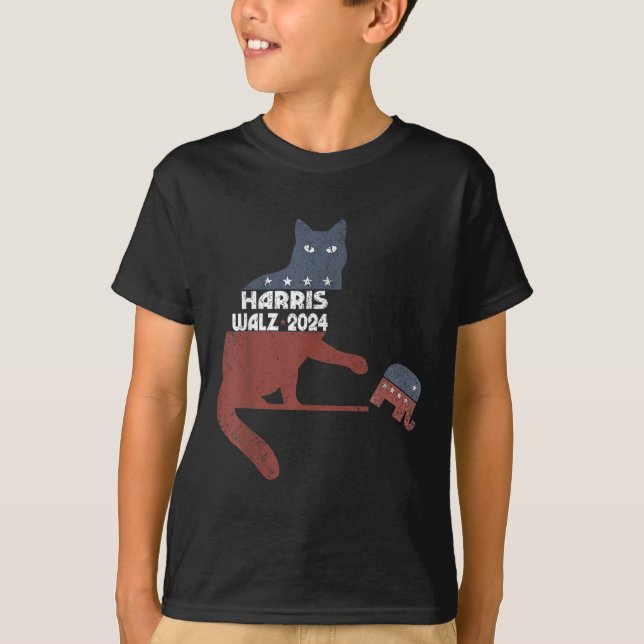 Camiseta Harris Waltz 2024 Vp Presidente Eleição Gato Engra (Frente)