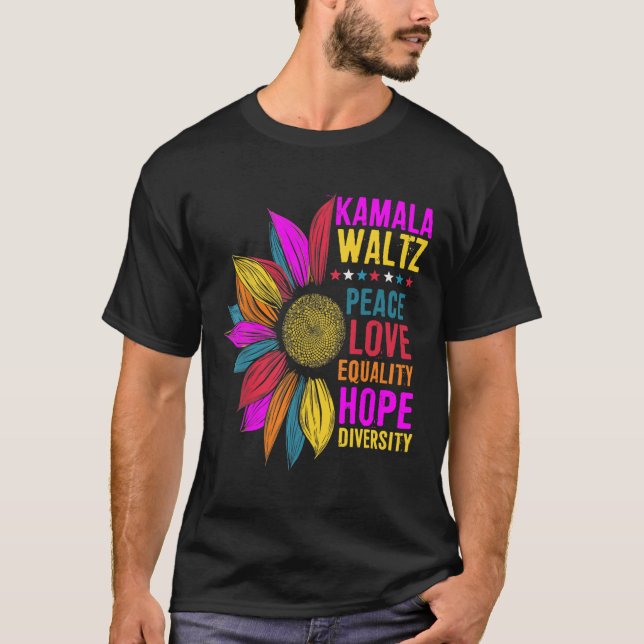 Camiseta Harris Waltz Peace Love Igualdade Esperam Diversid (Frente)