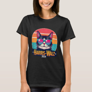 Camiseta Harris Walz 2024 Cat Sunglass Retro Vintage