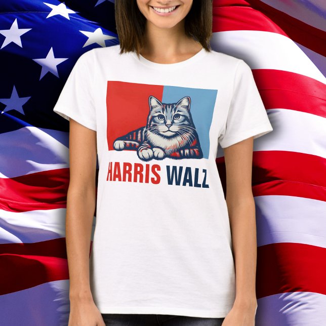 Camiseta Harris Walz 2024 Obviamente Blue Cat (Criador carregado)