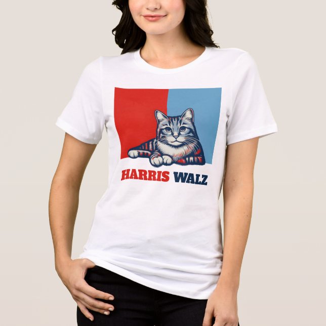 Camiseta Harris Walz 2024 obviamente Cat (Frente)