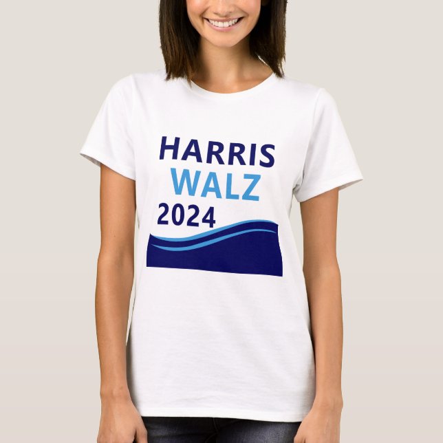 Camiseta Harris Walz 2024 para Presidente Blue Wave (Frente)