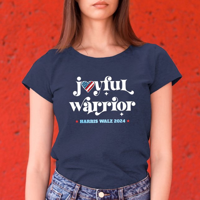 Camiseta Harris Walz Joyful Warrior EUA Heart Flag Election (Criador carregado)