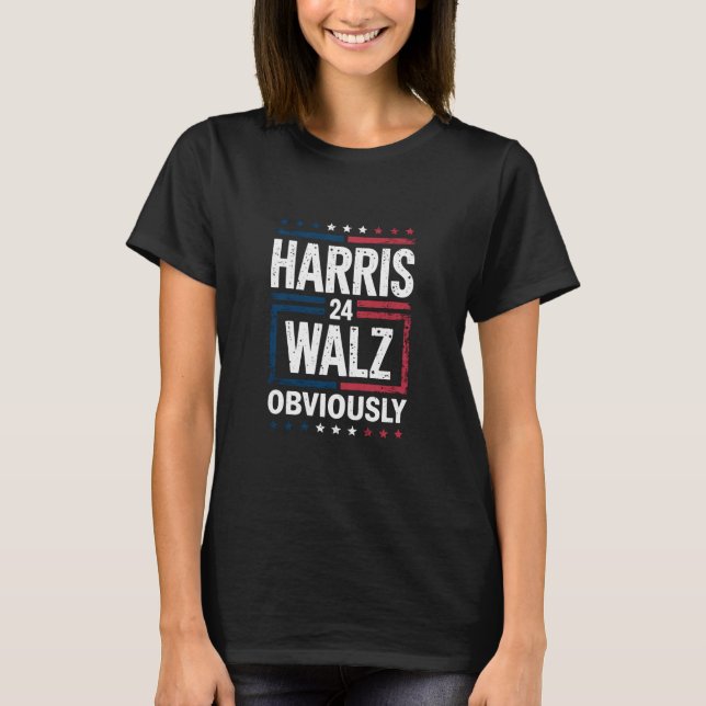 Camiseta Harris Walz Obviamente Harris Waltz 2024 Eleição (Frente)