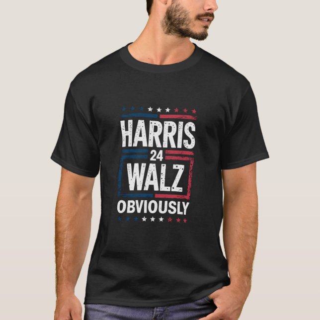 Camiseta Harris Walz Obviamente Harris Waltz 2024 Eleição (Frente)