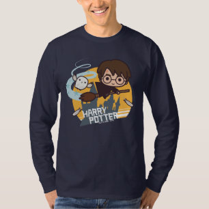 Camiseta Harry de desenho animado e Hedwig voando além de H