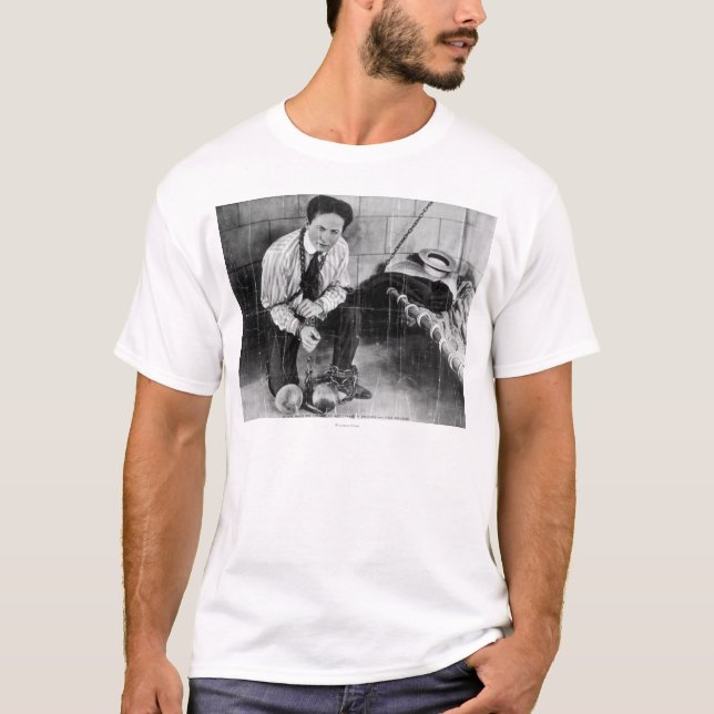 Camiseta Harry Houdini aproximadamente a escapar da prisão (Frente)