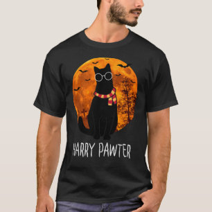 Camiseta Harry Pawter Witch Black Cat Halloween Filme Engra