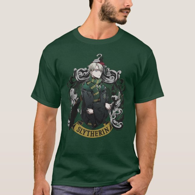 Camiseta HARRY POTTER™ | Anime Draco Malfoy House Crest (Frente)