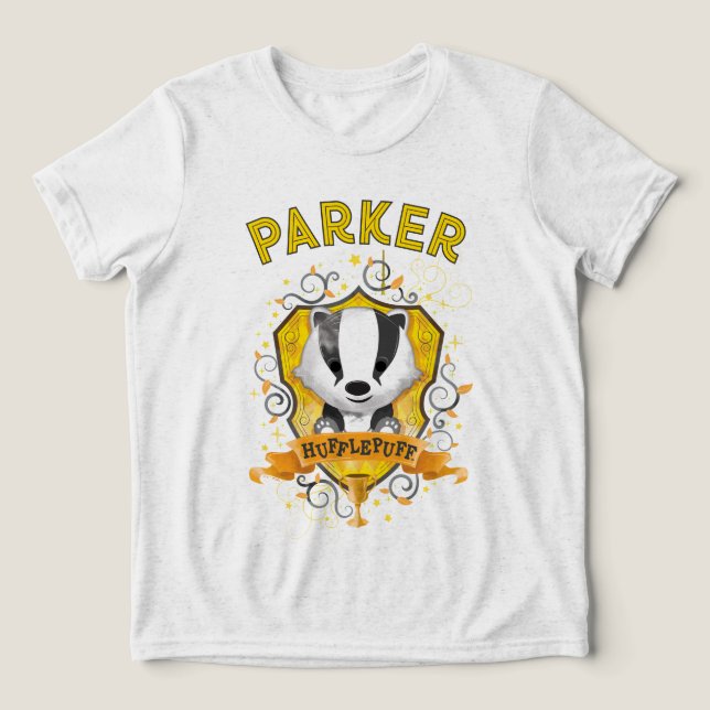 Camiseta Harry Potter | Brasão Encantador HUFFLEPUFF™ (Design frontal)