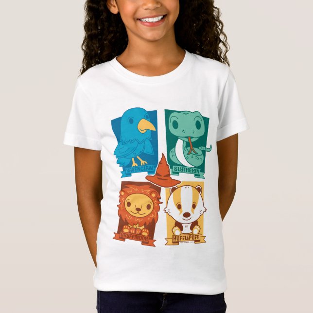 CAMISETA HARRY POTTER™ | CASAS DA HOGWARTS™ EM DESENHO (Frente)