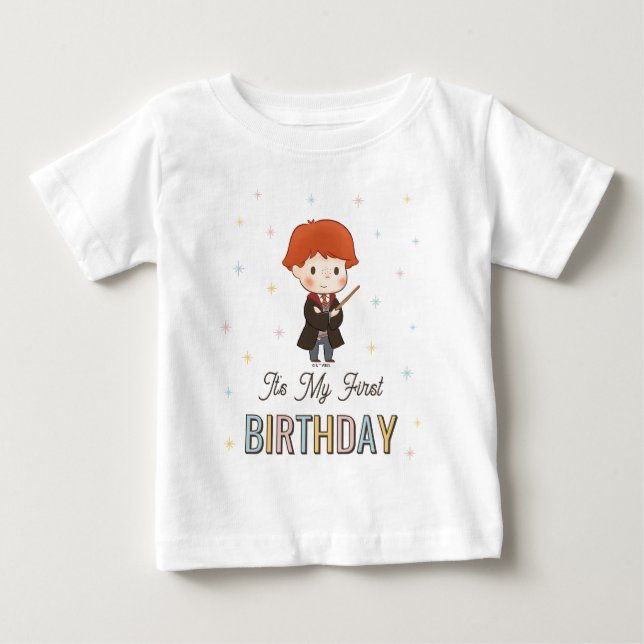 Camiseta Harry Potter Chibi Ron Weasley Mago Aniversário (Frente)