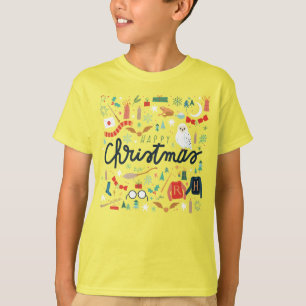 Camiseta Harry Potter   Feliz Natal Com Ícones Festivos