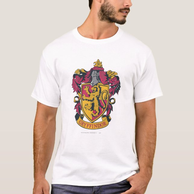 Camiseta Harry Potter | Gryffindor Crest Dourado e Vermelho (Frente)