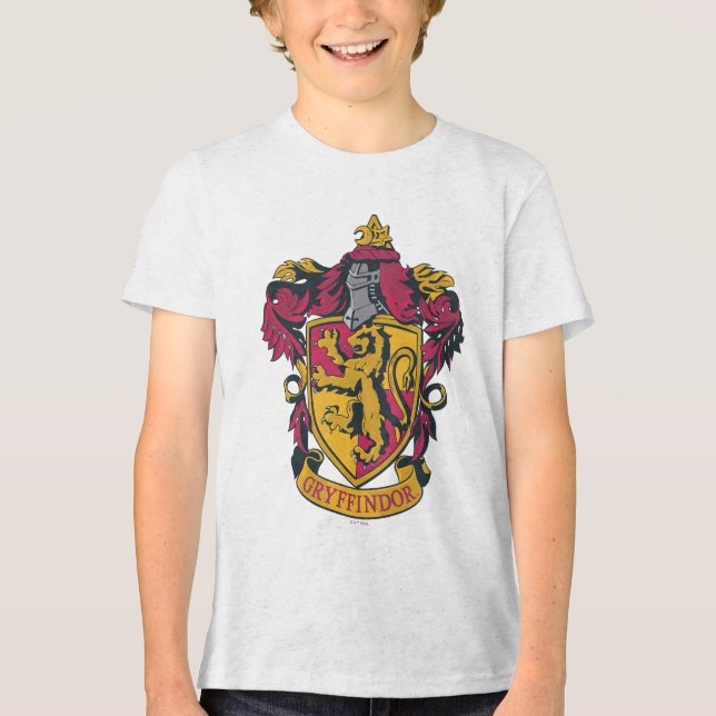 Camiseta Harry Potter | Gryffindor Crest Dourado e Vermelho (Frente)
