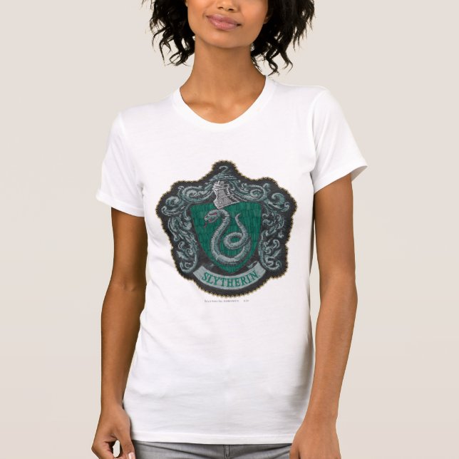 Camiseta Harry Potter | Retro Brasão Poderoso de Slytherin (Frente)