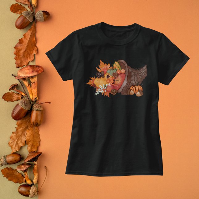 Camiseta Harvest Cornucopia Watercolor (Criador carregado)