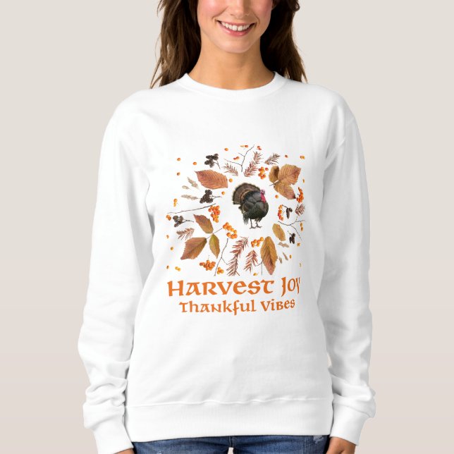 Camiseta Harvest Joy Thankful Vibes– Cozy Fall Style  (Frente)