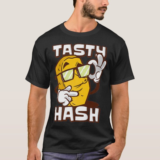 Camiseta Hash Sorridente Provoca Comida Café da Manhã Hash  (Frente)
