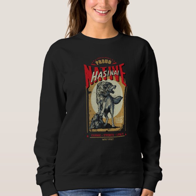 Camiseta Hasinai Native American Indian Born Wolf Spirit Re (Frente)