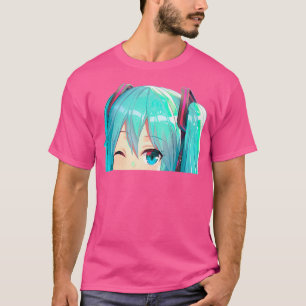 Camiseta Hatsune Miko Peeker Pequim Anime Miku Girl Window