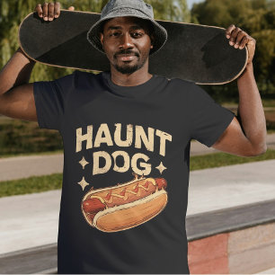 Camiseta Haunt Dog Dia de as Bruxas engraçado Hot Dog