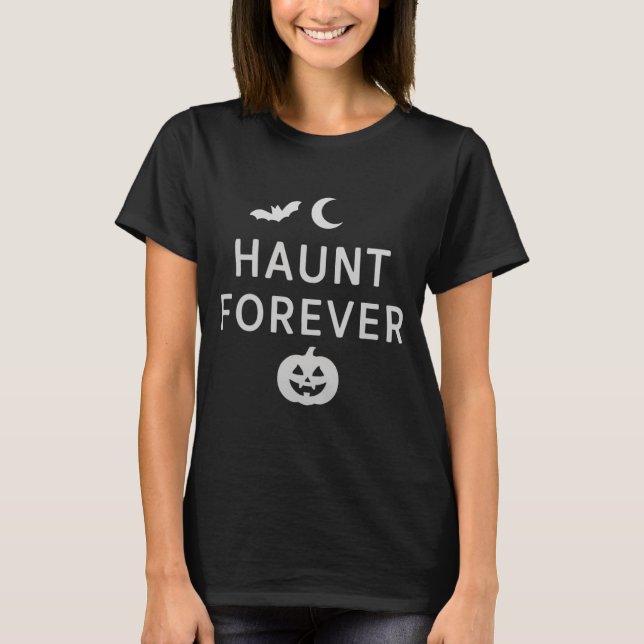 Camiseta Haunt Forever – Bat & Pumpkin Design (Frente)