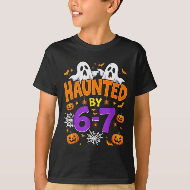 Camiseta Haunted By 67 Funny Six Seven Meme Pumpkin Ghost H (Frente)