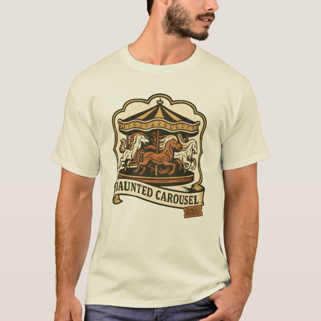 Camiseta Haunted Carousel T-Shirt, Spooky Fairground Tee (Frente)