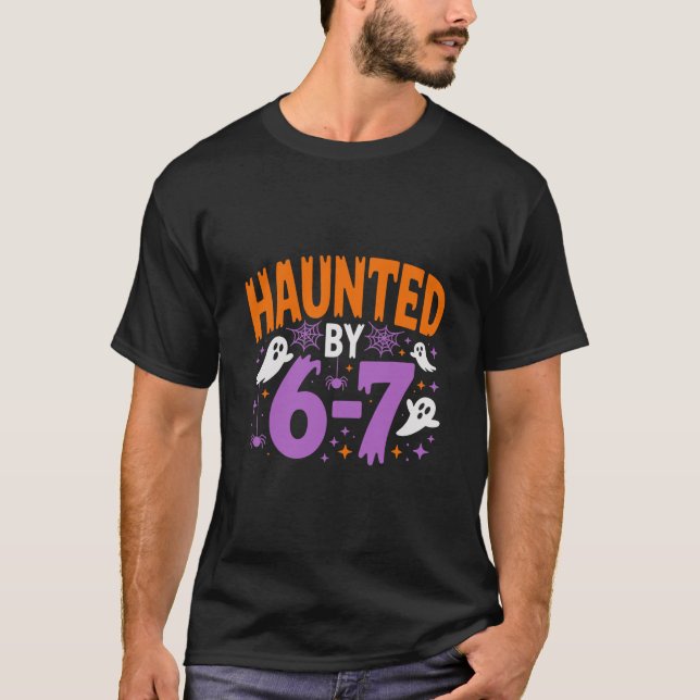 Camiseta Haunted Halloween Skeleton Haunted Six Seven Numbe (Frente)