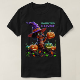 Camiseta Haunted Harvest – Witchy Dachshund Halloween Garde