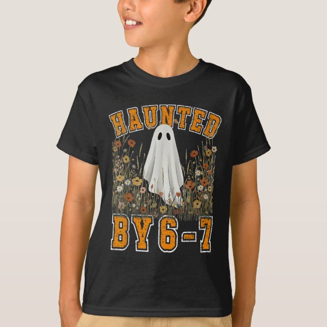 Camiseta Haunted Six Seven 6 7 Meme 67 Skeleton Hand Hallow (Frente)