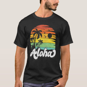 Camiseta Havaí Aloha Beach Vacage Vintage Palm Tree Aloh