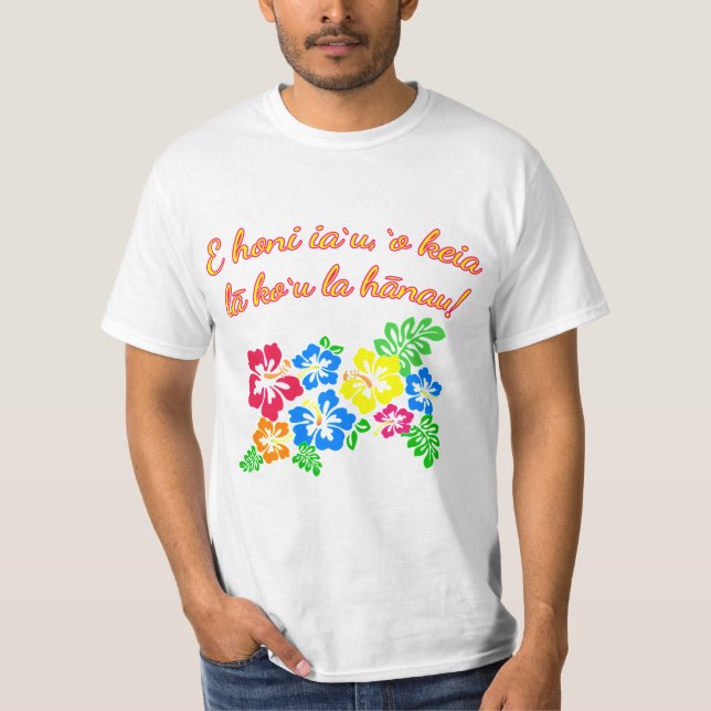 Camiseta HAVAÍ beija-me que é meu aniversário no Hawaiian (Frente)