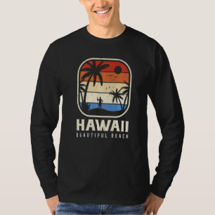 Camiseta Havaí Ilha de Praia Bonita Palma Prancha de Surf S