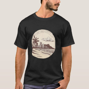 Camiseta Havaí Oahu Honolulu Waikiki Vulcão Surf Retro