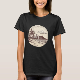 Camiseta Havaí Oahu Honolulu Waikiki Vulcão Surf Retro