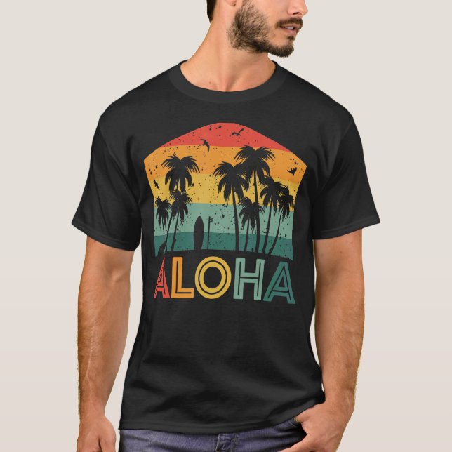 Camiseta Havaí Palm Tree Hawaii Island Summer Beach Vaca (Frente)