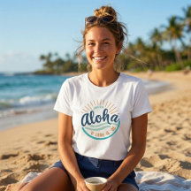 Camiseta havaiana "Jesus Te Ama" ao nascer do sol