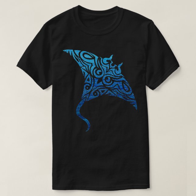 Camiseta Havaiano Manta Ray Tribal Polynésia Tatuagem Pacif (Frente do Design)