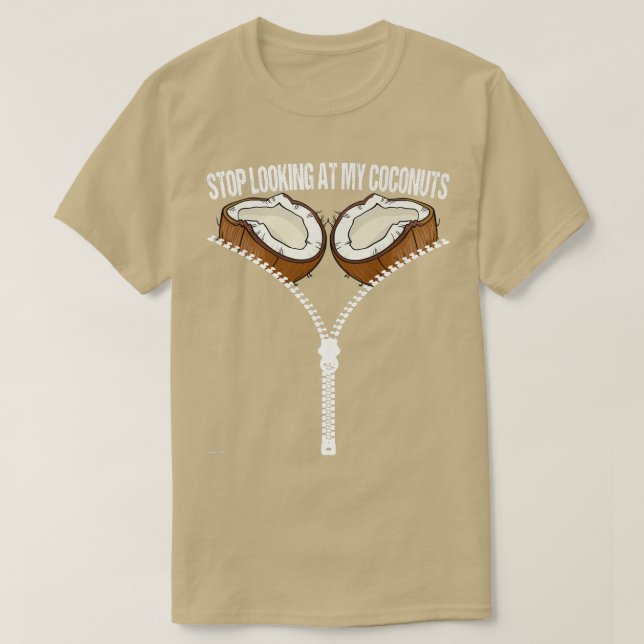 Camiseta Havaiano Para De Olhar Para Os Meus Coconutos Bra  (Frente do Design)