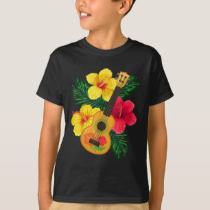 Camiseta Havaiano Ukulele Retro Uke Hibiscus