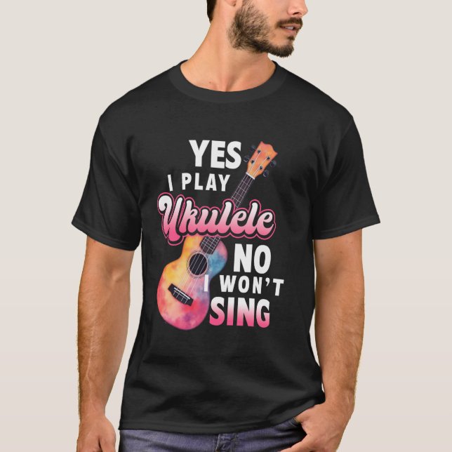 Camiseta Havaiano Ukulele Uke Sim Eu Toco Ukulele Não Eu Nã (Frente)